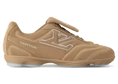 Pre-owned Louis Vuitton Men's  Lv Footprint Soccer Sneakers In Beige In Sand