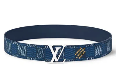 Pre-owned Louis Vuitton Men's  Lv Initiales 40mm Reversible Belt Damier In Heritage Blue