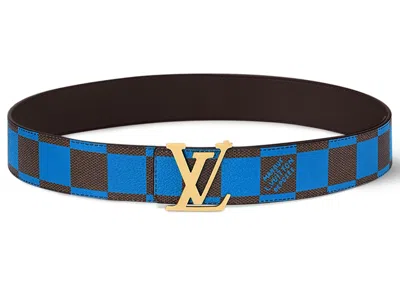 Pre-owned Louis Vuitton Men's  Lv Initiales 40mm Reversible Belt Damier Pop In Blue