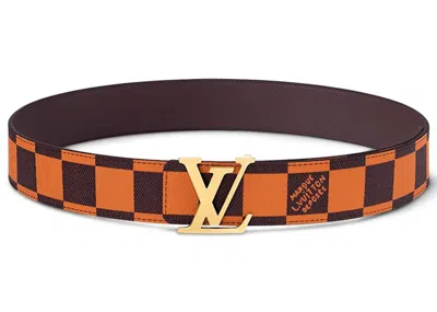 Pre-owned Louis Vuitton Men's  Lv Initiales 40mm Reversible Belt Damier Pop In Orange
