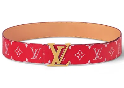 Pre-owned Louis Vuitton Men's  Lv Initiales 40mm Reversible Belt In Red