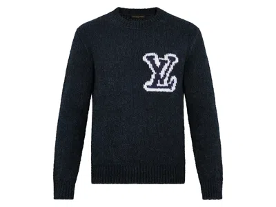 Pre-owned Louis Vuitton Men's  Lv Intarsia Crewneck Sweatshirt In Navy Blue