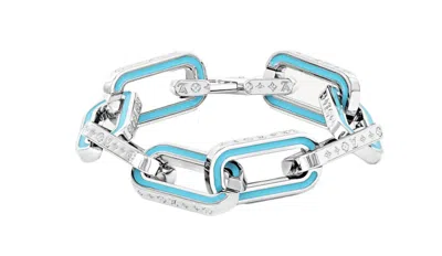 Pre-owned Louis Vuitton Men's  Lv Monogram Links Chain Bracelet In Silver