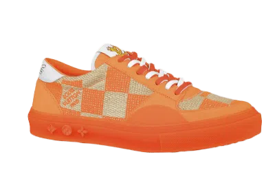 Pre-owned Louis Vuitton Men's  Lv Ollie Fluorescent Damier Ss21 Sneakers In Orange/beige