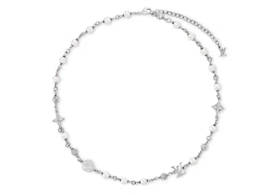 Pre-owned Louis Vuitton Men's  Lv Pearls Necklace In Silver