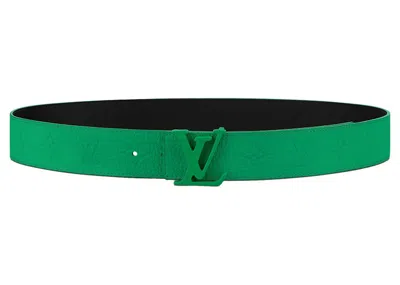 Pre-owned Louis Vuitton Men's  Lv Shape 40mm Reversible Belt In Green