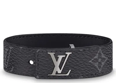 Pre-owned Louis Vuitton Men's  Lv Slim Bracelet Monogram Eclipse In Black