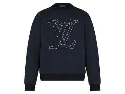 Pre-owned Louis Vuitton Men's  Lv Stitch Print Embroidered Sweatshirt In Navy Blue
