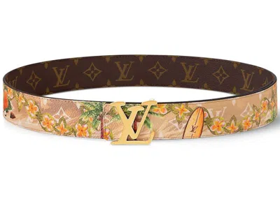 Pre-owned Louis Vuitton Men's  Lv Tag 40mm Reversible Belt In Sand