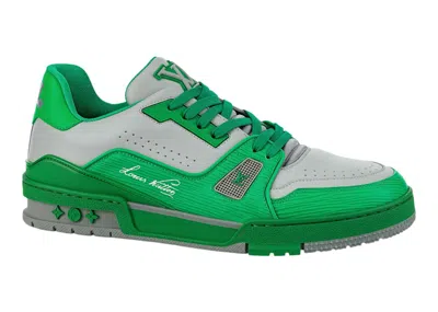 Pre-owned Louis Vuitton Men's  Lv Trainer #54 Sneakers In Green/grey In Multi