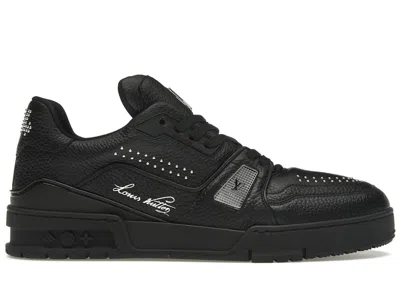 Pre-owned Louis Vuitton Men's  Lv Trainer Calf Leather Sneakers In Black