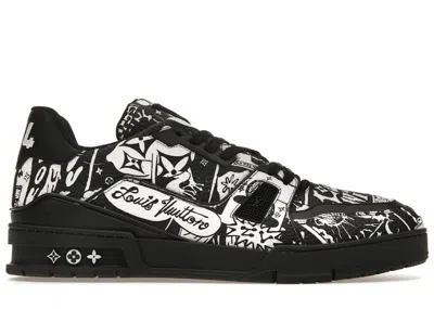 Pre-owned Louis Vuitton Men's  Lv Trainer Comic Motifs (ss23) Sneakers In Black/white In Multi