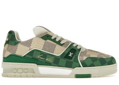 Pre-owned Louis Vuitton Men's  Lv Trainer Damier Sneakers In White/green