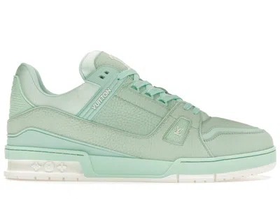 Pre-owned Louis Vuitton Men's  Lv Trainer Green Sneakers In Mint/white