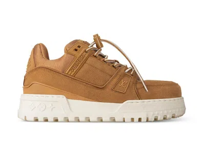 Pre-owned Louis Vuitton Men's  Lv Trainer Maxi Nubuck Sneakers In Beige/white