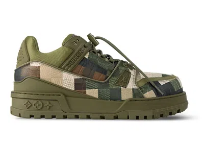Pre-owned Louis Vuitton Men's  Lv Trainer Maxi Sneaker Sneakers In Green Damoflage Damier