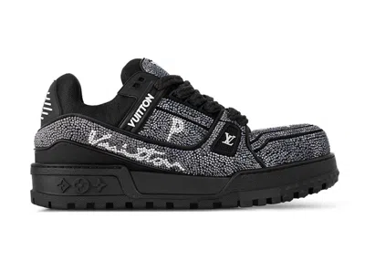 Pre-owned Louis Vuitton Men's  Lv Trainer Maxi Swarovksi Crystals Sneakers In Black/white