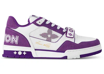 Pre-owned Louis Vuitton Men's  Lv Trainer Monogram Strap Sneakers In White/purple