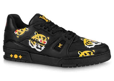 Pre-owned Louis Vuitton Men's  Lv Trainer Nigo Tiger Monogram Sneakers In Black/yellow/white In Multi