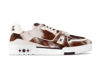 Pre-owned Louis Vuitton Men's  Lv Trainer Pony Sneakers In Brown/white