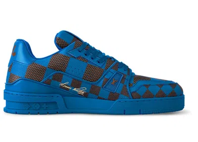 Pre-owned Louis Vuitton Men's  Lv Trainer Sneaker Damier Pop Sneakers In Blue
