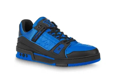 Pre-owned Louis Vuitton Men's  Lv Trainer Sneakers In Black/blue In Multi