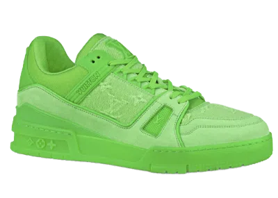 Pre-owned Louis Vuitton Men's  Lv Trainer Sneakers In Fluroescent Green
