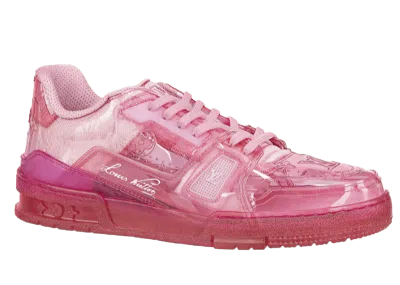 Pre-owned Louis Vuitton Men's  Lv Trainer Sneakers In Fluroescent Pink