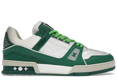 Pre-owned Louis Vuitton Men's  Lv Trainer Sneakers In Green/white
