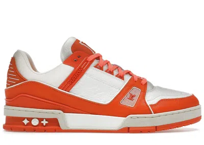 Pre-owned Louis Vuitton Men's  Lv Trainer Sneakers In Orange/white