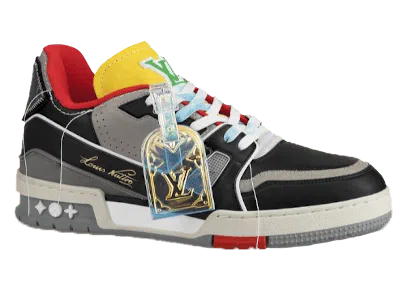 Pre-owned Louis Vuitton Men's  Lv Trainer Ss21 Sneakers In Black/red/yellow In Multi