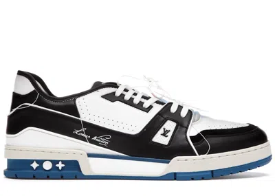 Pre-owned Louis Vuitton Men's  Lv Trainer Ss21 Sneakers In White/black/blue