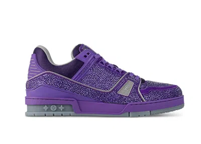 Pre-owned Louis Vuitton Men's  Lv Trainer Swarovksi Crystals Sneakers In Purple/grey