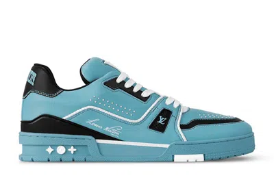 Pre-owned Louis Vuitton Men's  Lv Trainer Teal Sneakers In Blue/black