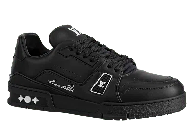 Pre-owned Louis Vuitton Men's  Lv Trainer Wool Sneakers In Black/white In Multi