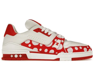 Pre-owned Louis Vuitton Men's  Lv Trainer Yayoi Kusama Sneakers In Red/white