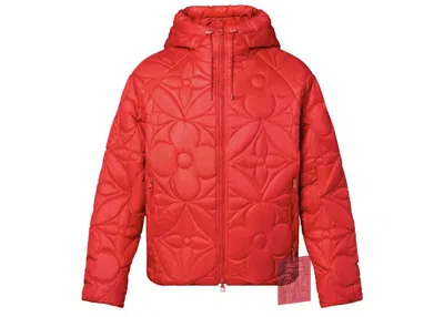 Pre-owned Louis Vuitton Men's  Lvse Flower Quilted Hoodie Jacket In Rio Red