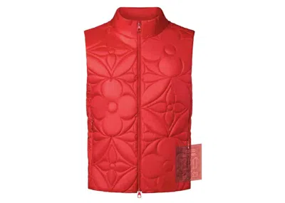 Pre-owned Louis Vuitton Men's  Lvse Padded Monogram Flower Gilet In Rio Red