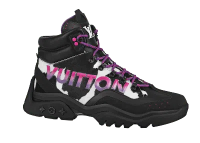 Pre-owned Louis Vuitton Men's  Millenium Ankle Boot Sneakers In Black/white/pink