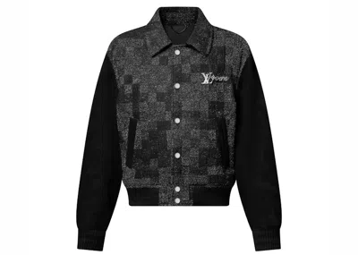 Pre-owned Louis Vuitton Men's  Mix Leather Varsity Blouson In Black