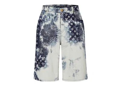 Pre-owned Louis Vuitton Men's  Monogram Bandana Baggy Fit Denim Shorts In Indigo/white In Multi