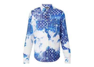 Pre-owned Louis Vuitton Men's  Monogram Bandana Hook Detail Longsleeved Shirt In Blue/white