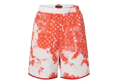 Pre-owned Louis Vuitton Men's  Monogram Bandana Nylon Tracksuit Shorts In Orange/white In Multi