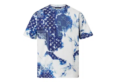 Pre-owned Louis Vuitton Men's  Monogram Bandana Printed T-shirt In Blue/white In Multi