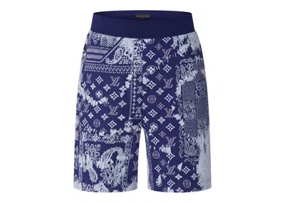 Pre-owned Louis Vuitton Men's  Monogram Bandana Shorts In Indigo/white In Multi