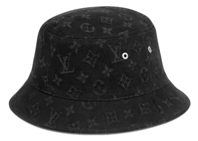 Pre-owned Louis Vuitton Men's  Monogram Denim Bob Bucket Hat In Black/yellow