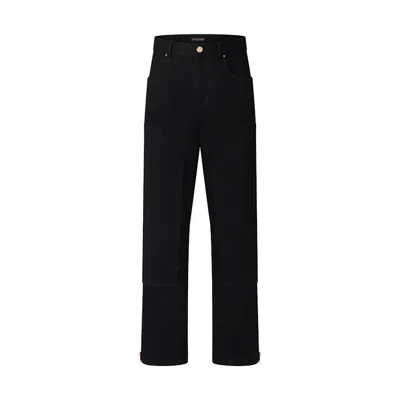 Pre-owned Louis Vuitton Men's  Monogram Detail Carpenter Denim Pants In Black