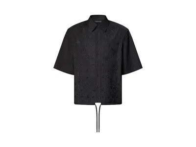Pre-owned Louis Vuitton Men's  Monogram Flowers Embroidered Shortsleeved Shirt In Black