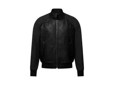 Pre-owned Louis Vuitton Men's  Monogram Leather Mix Tracksuit Blouson In Black