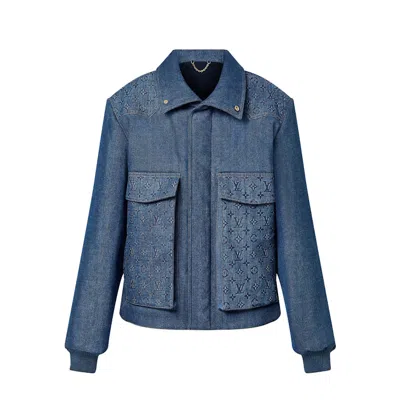 Pre-owned Louis Vuitton Men's  Monogram Padded Denim Jacket In Indigo
